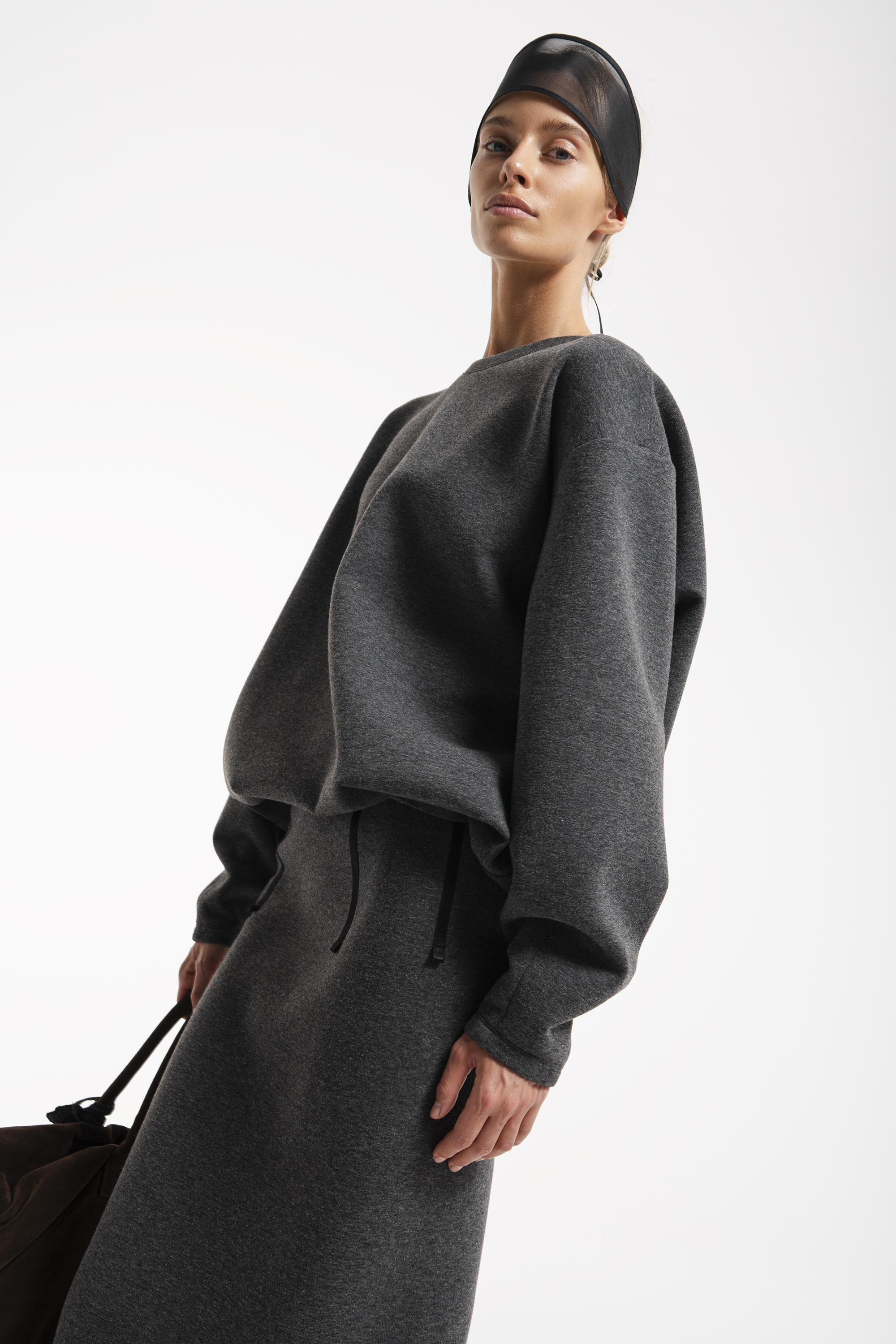 Sweatshirt with lingerie-style detailing