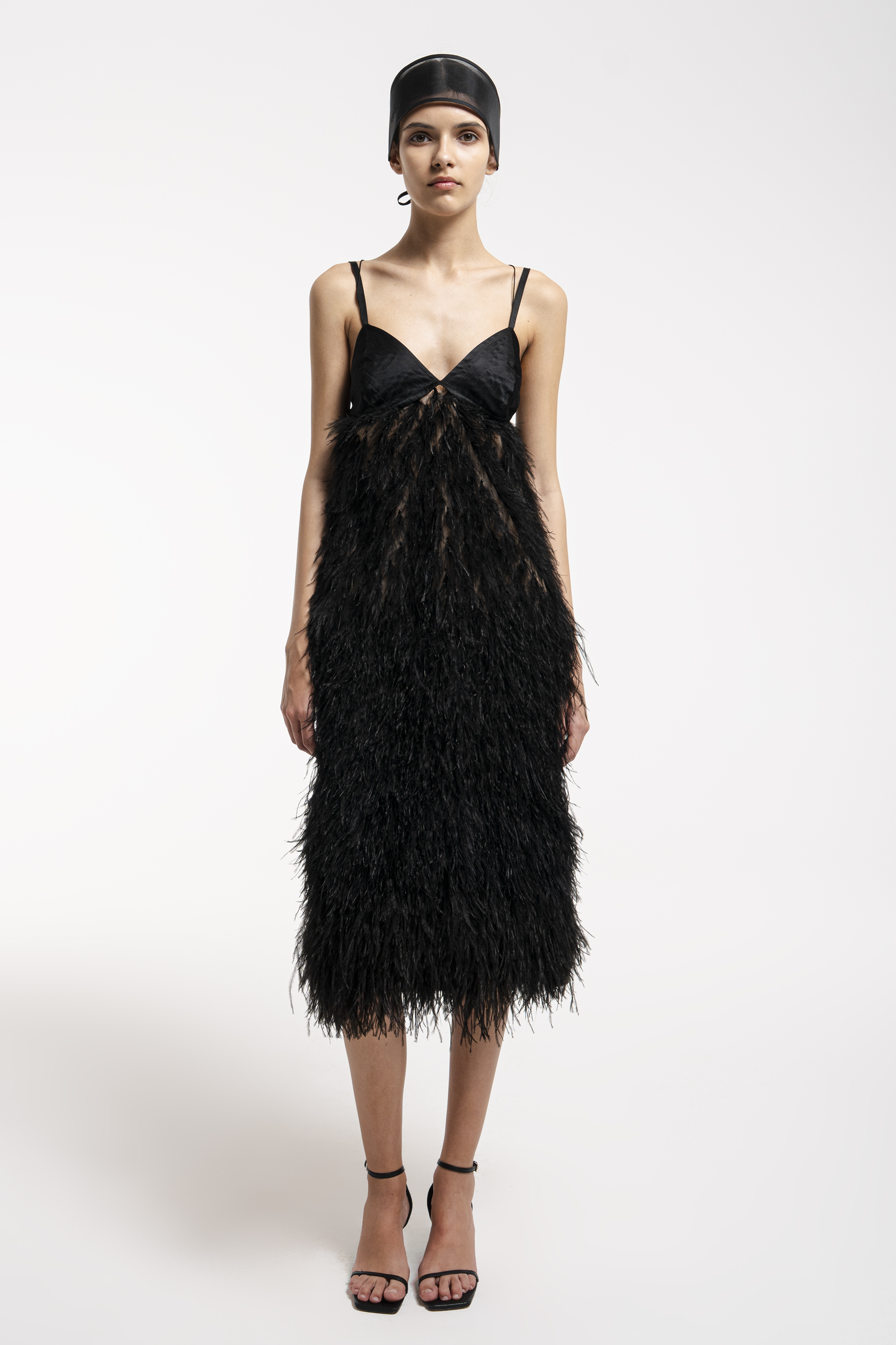 Dress with feathers